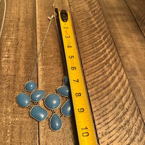 NY Statement Necklace Blue Beads Silver Tone Chain‎ Jewelry - Picture 7 of 7